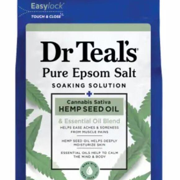 Dr. Teal's Pure Epsom Salt Soaking Solution Hemp Seed Oil, 3 lbs - Picture 1 of 1